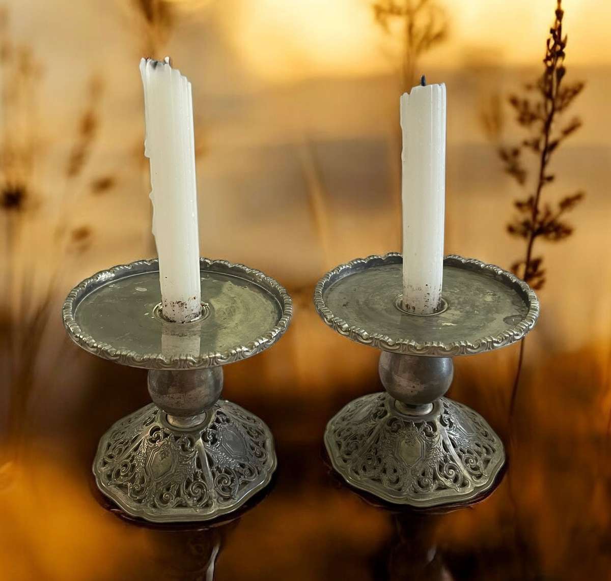 Candle holders set metal