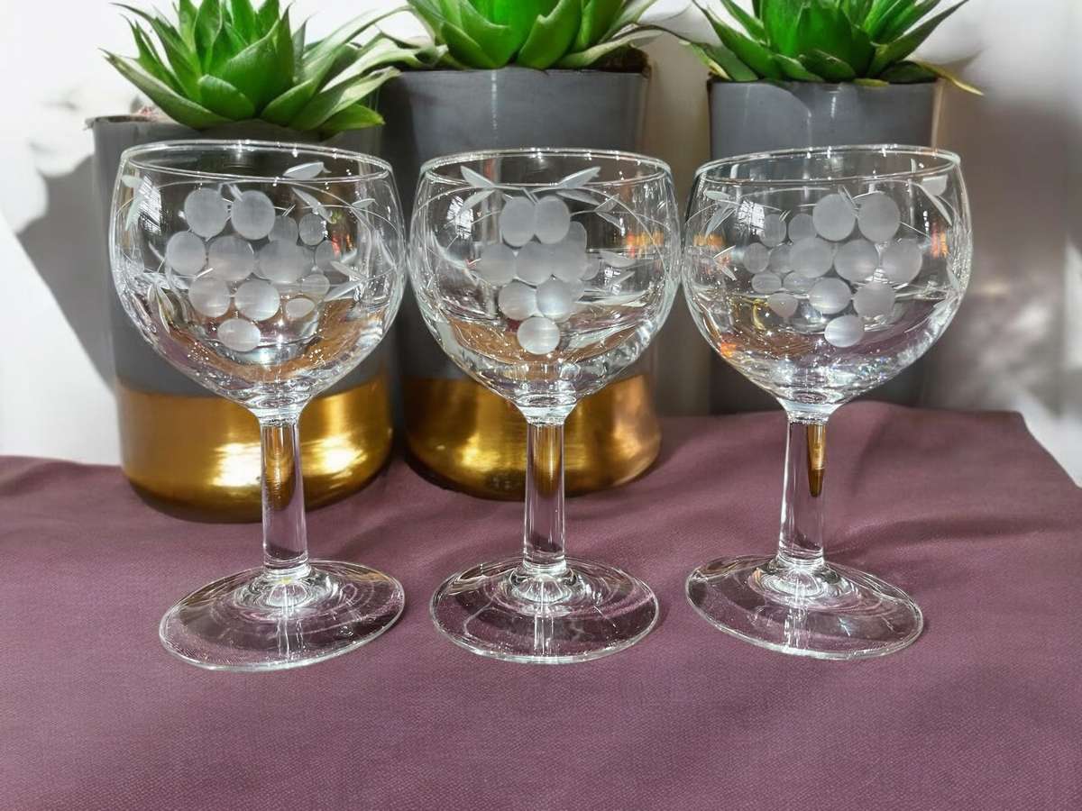Glasses grape etched each(nr12)