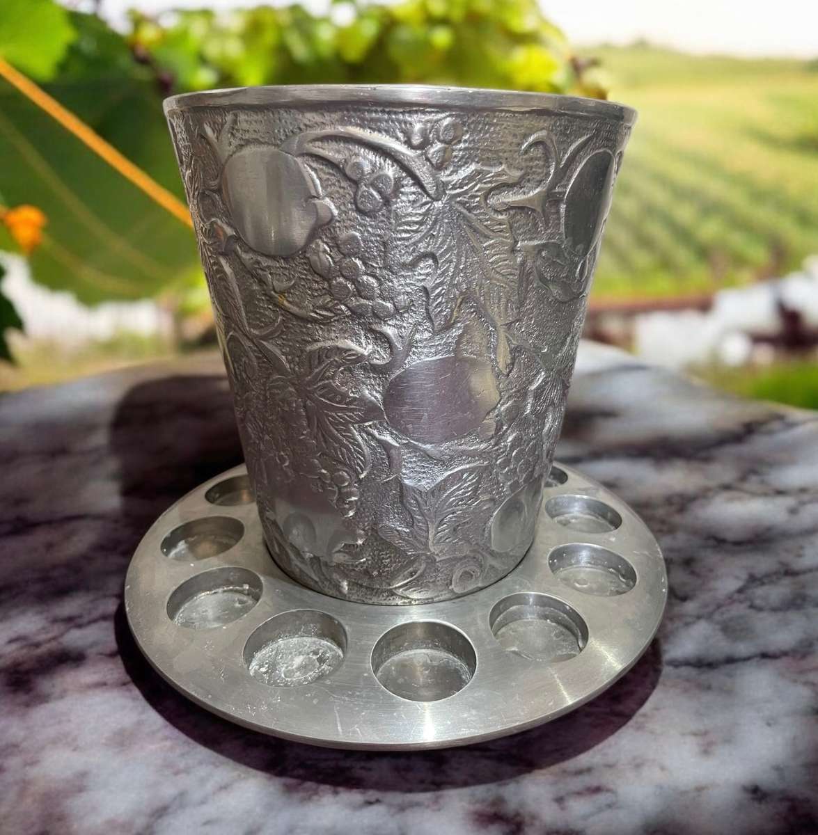 Wine bottle cooler pewter/aluminium