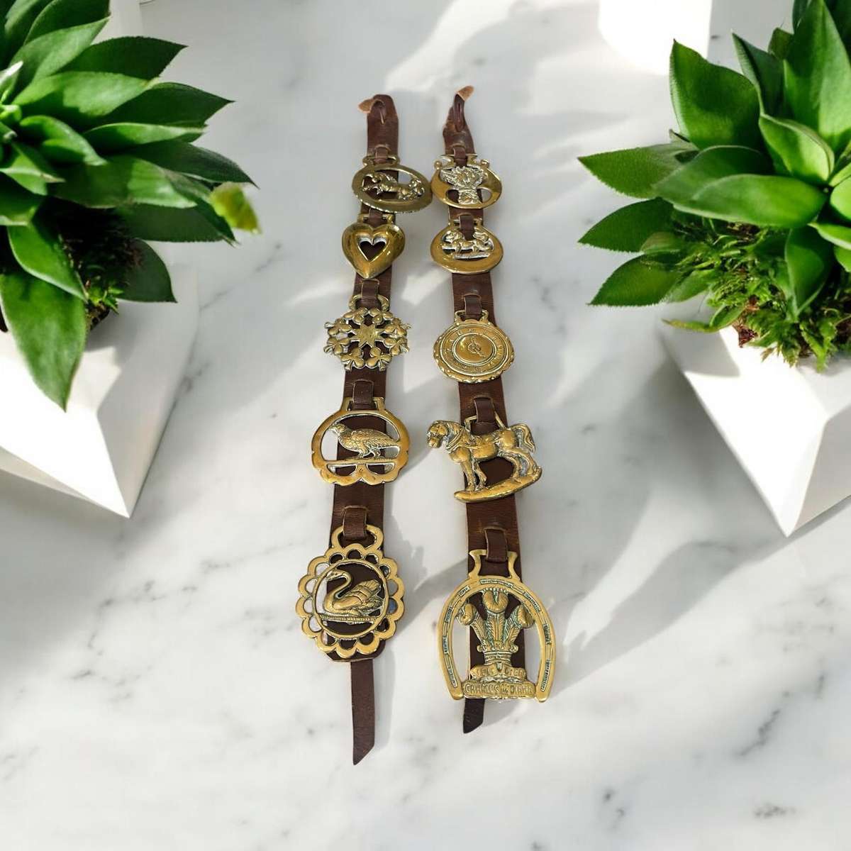 Horse brasses straps each