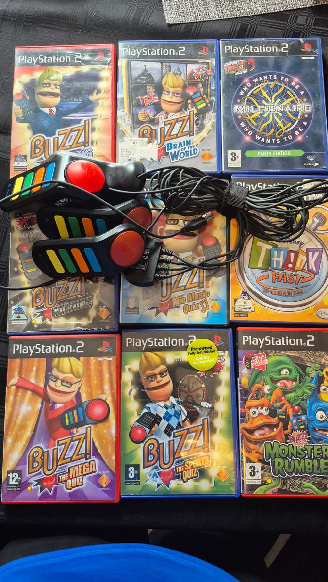 PS2 Buzzers with 9 Games