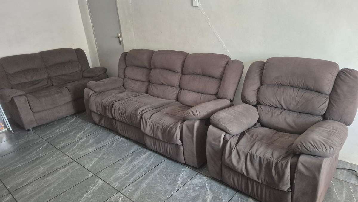 3 piece 3 action recliner brown