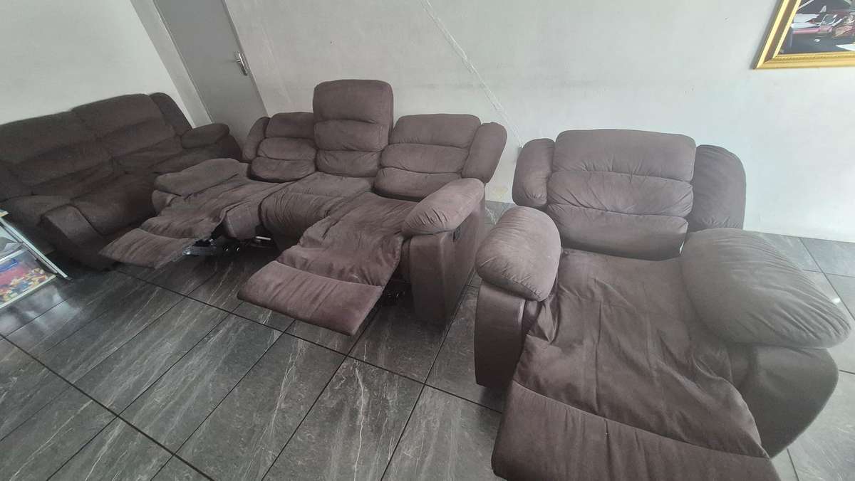 3 piece 3 action recliner brown