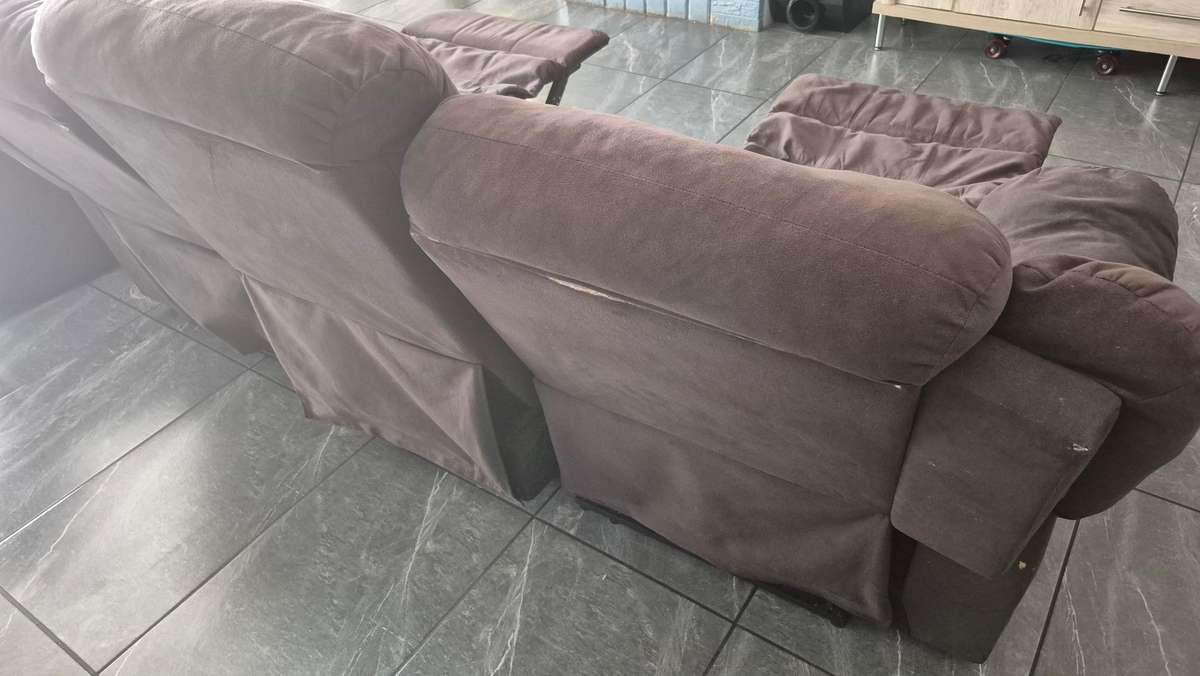 3 piece 3 action recliner brown