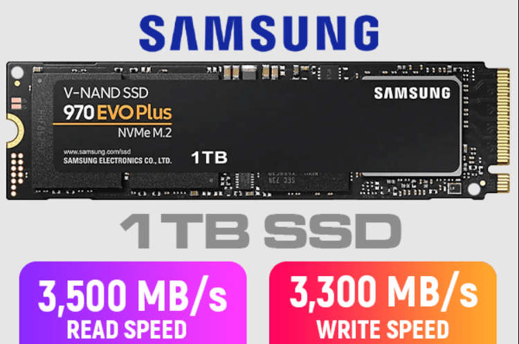 Samsung 970 EVO Plus 1TB M.2 PCI-e Gen 3.0 x 4, NVMe 1.3 Solid State Drive (SSD)