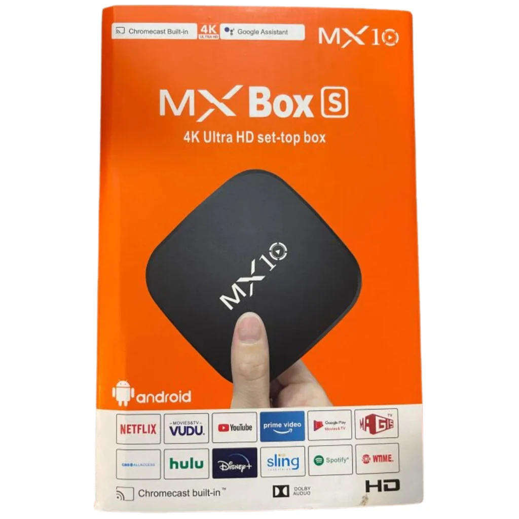 MX10 Android TV Box  4K UHD Streaming, 4GB RAM, 64GB Storage!