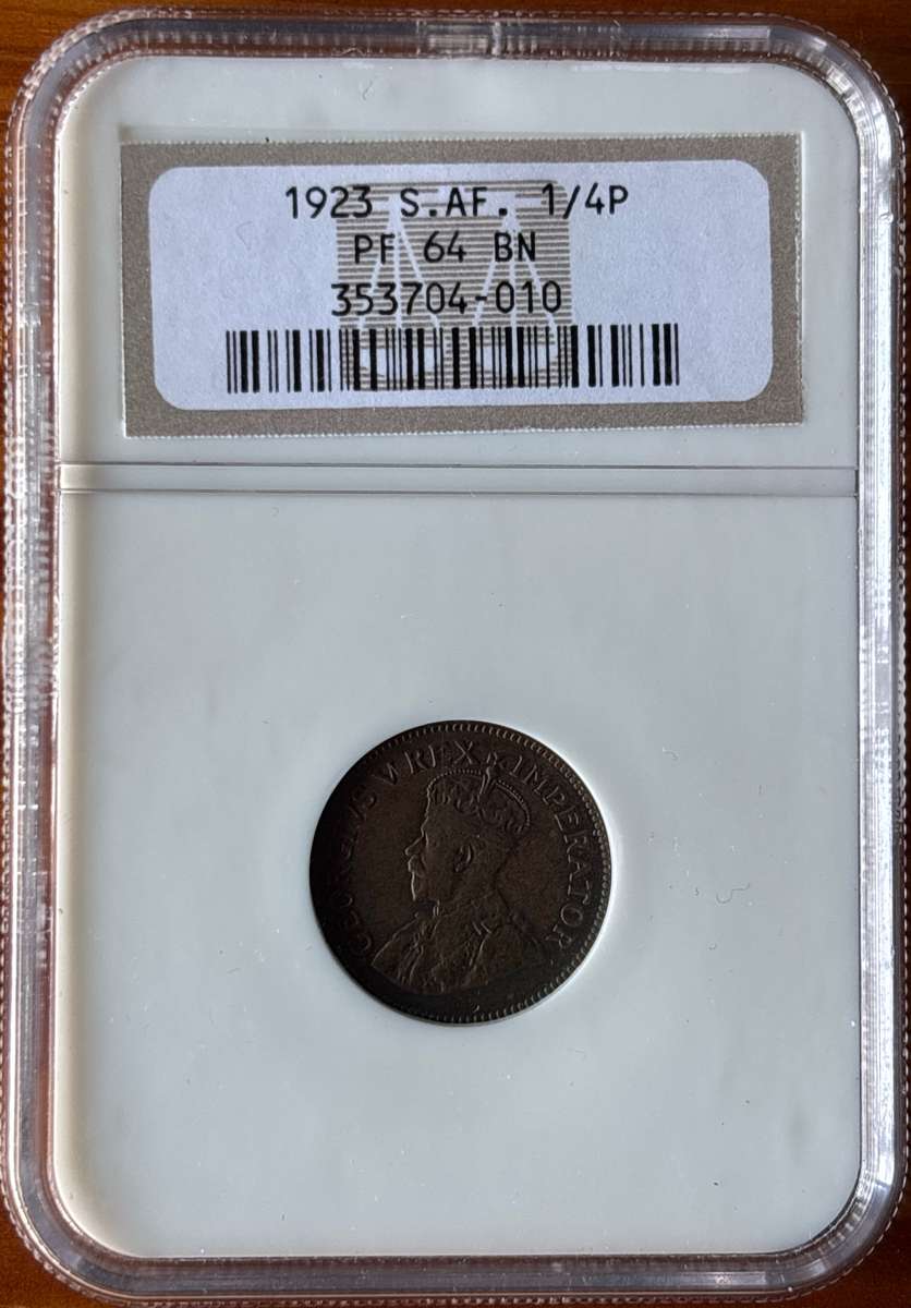1923 SAU proof 1/4 penny (farthing), NGC PF64 - increasingly difficult to find