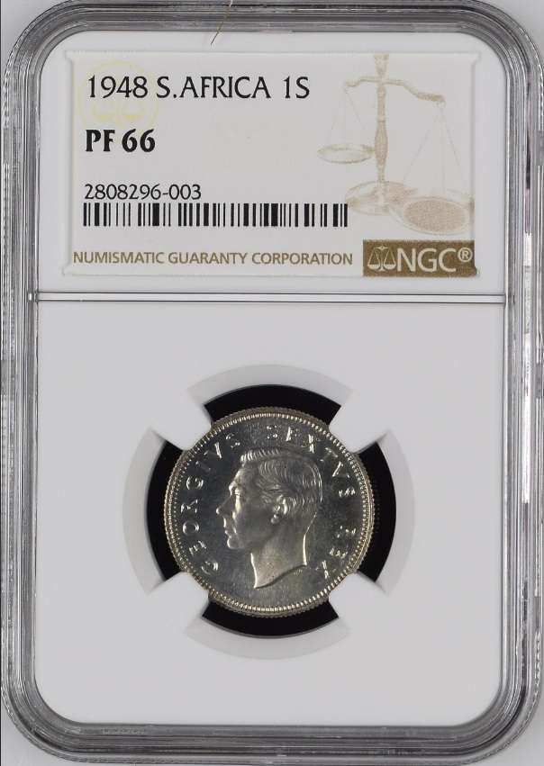 1948 SAU proof shilling NGC PF66