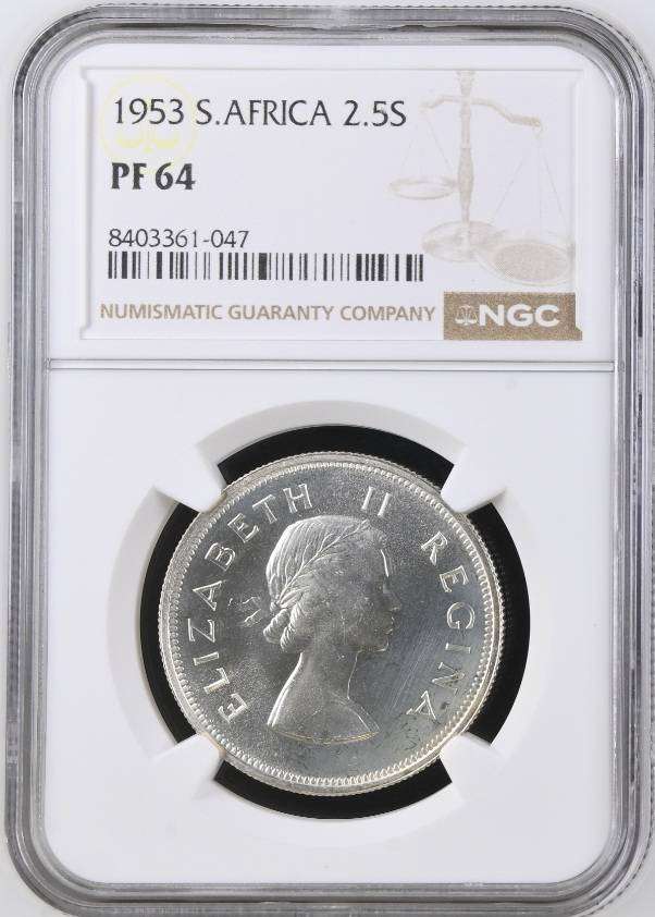 1953 SAU half crown (2 1/2 shillings) NGC PF64