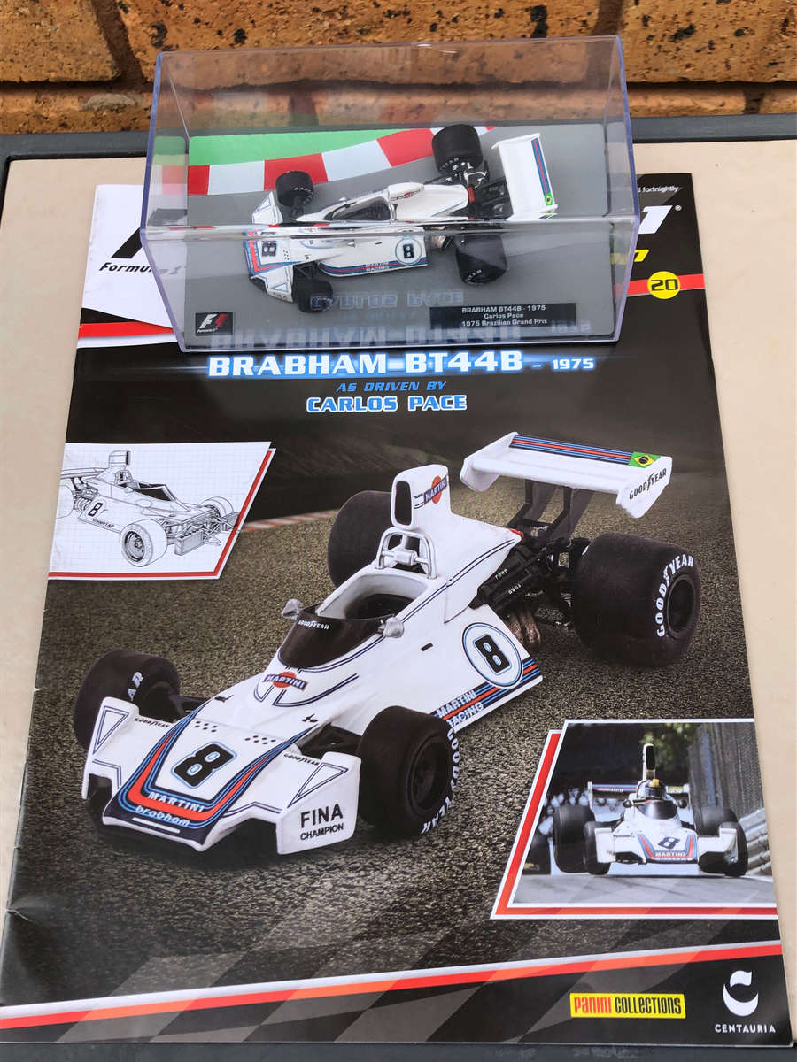 Brabham BT44B, 1975 Brazilian GP (#8, Carlos Pace) + magazine