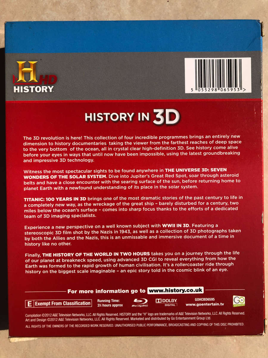 History In 3D (Blu-Ray) DVD Bundle