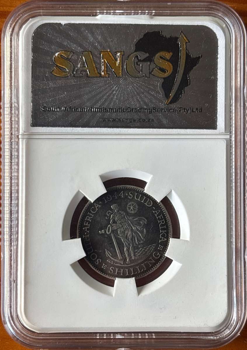1944 SAU shilling, SANGS XF40 - difficult coin to find in high grade