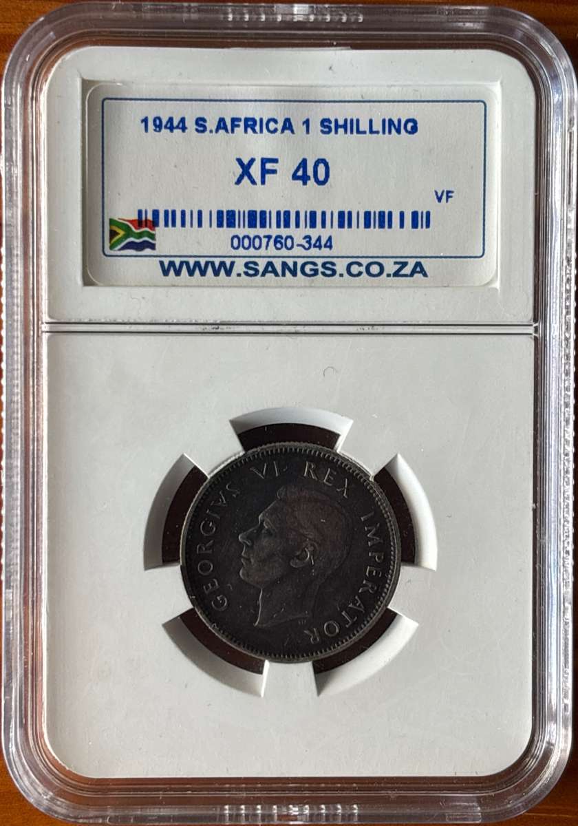 1944 SAU shilling, SANGS XF40 - difficult coin to find in high grade