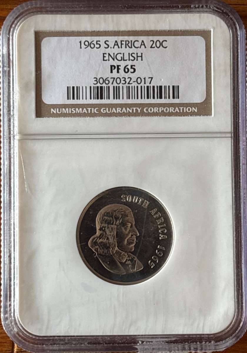 1965 RSA proof 20 cent, NGC PF65
