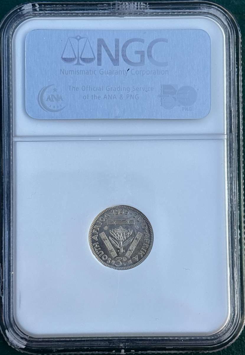 1923 SAU 6 pence, NGC PF62