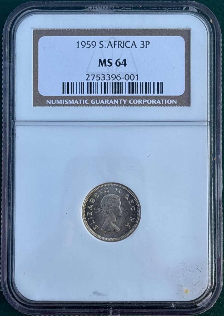 1923 SAU 6 pence, NGC PF62