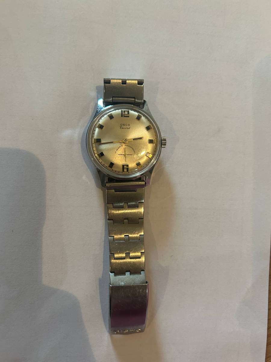 Antique OSCO Record mechanical wrist watch (casio band)