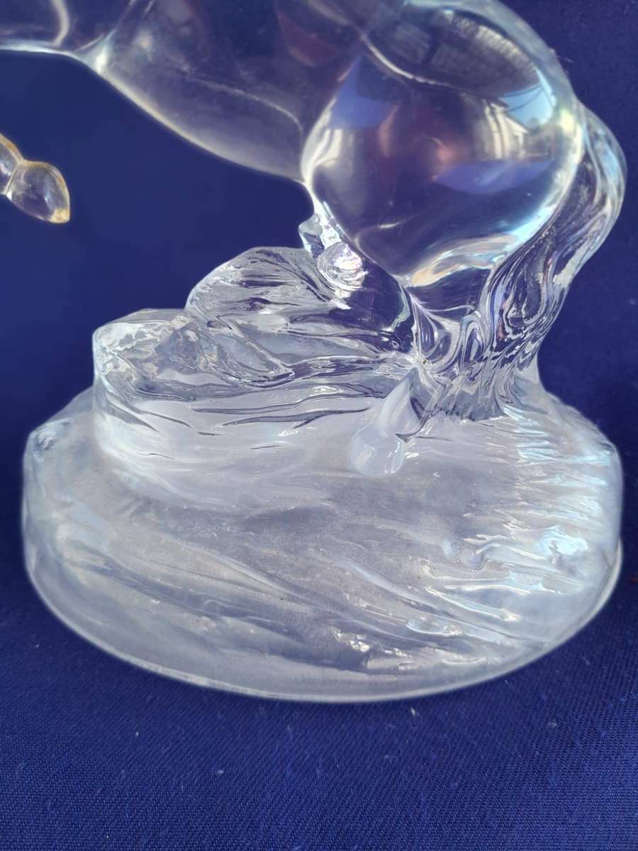Cristal d'Arques Vintage Lead Crystal Rearing Horse Figurine.
