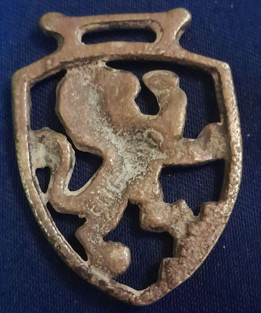 Single Horse Brasses - Antique Pony Horse Brass  - Rampant Lion