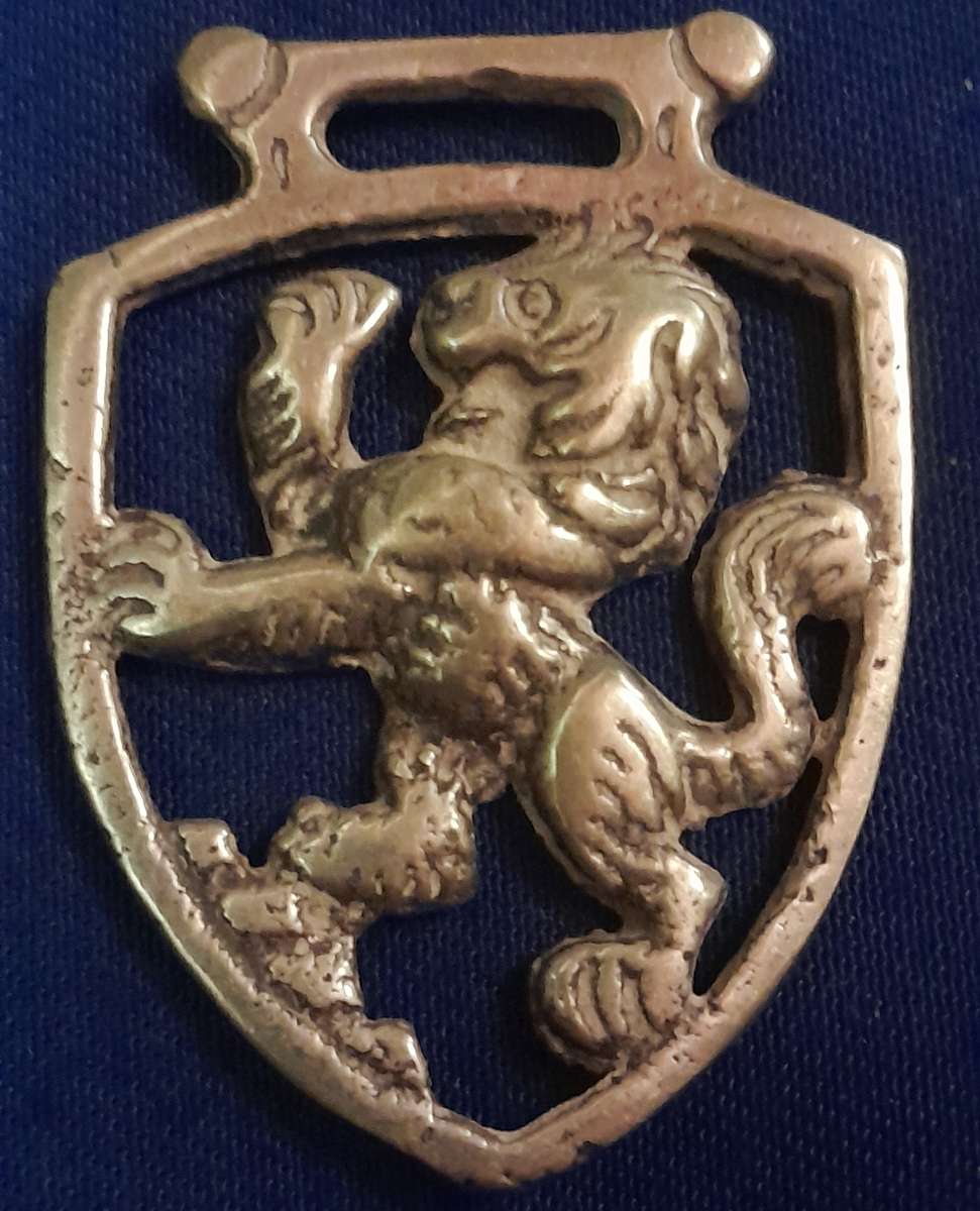 Single Horse Brasses - Antique Pony Horse Brass  - Rampant Lion