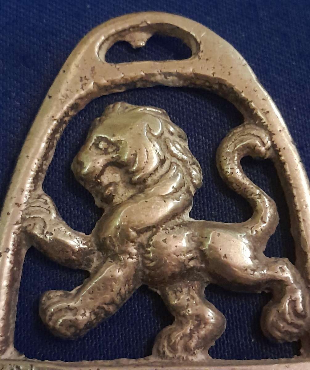 Single Horse Brasses - Antique Pony Horse Brass  - Rampant Lion