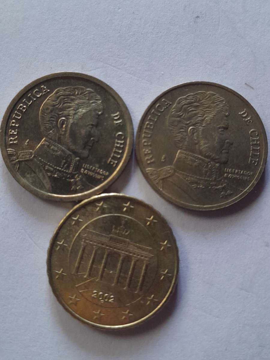 10 Euro Cent Coin and  2 x 10 Peso Coins - Chile 2010 and 1012