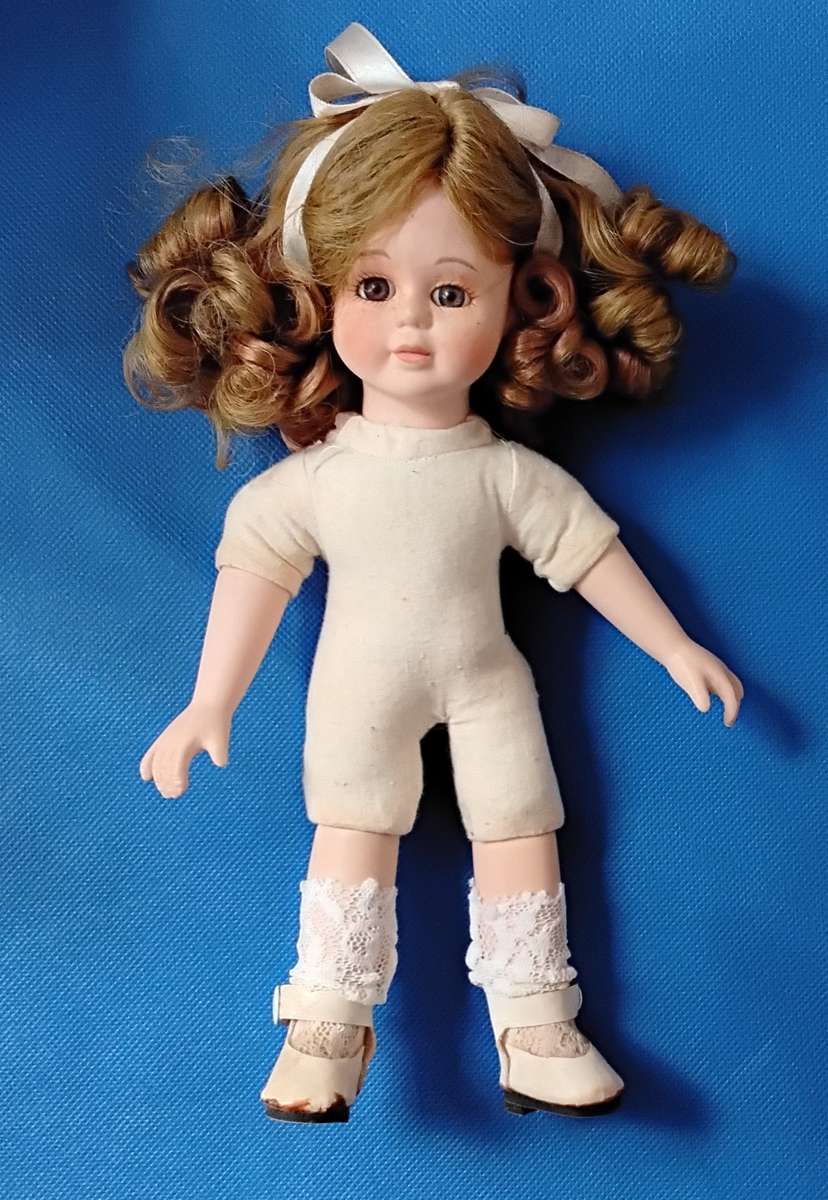 Small Vintage Porcelain Doll on Stand -Angela