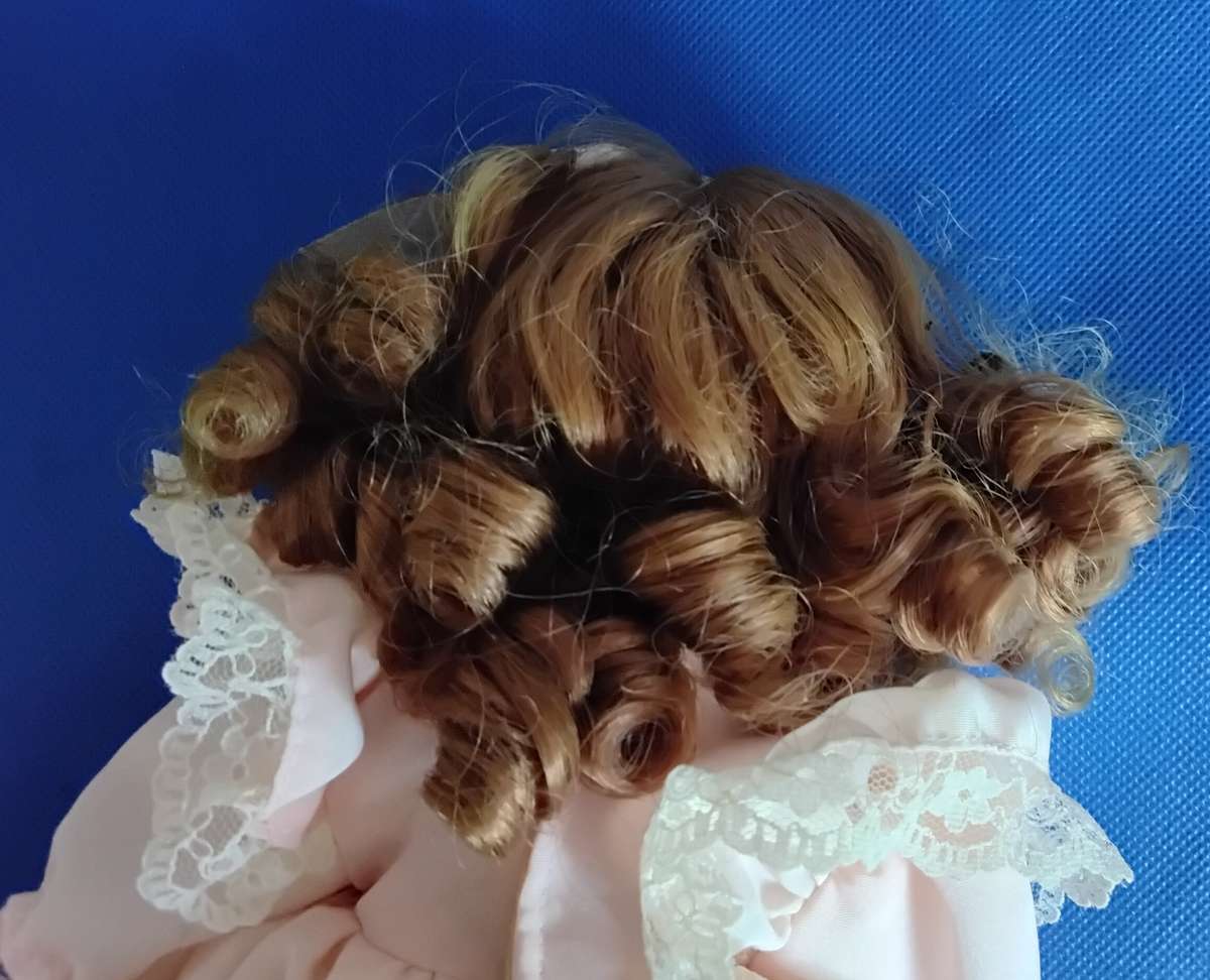 Small Vintage Porcelain Doll on Stand -Angela