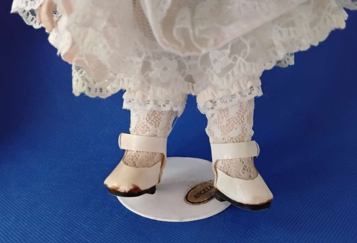 Small Vintage Porcelain Doll on Stand -Angela