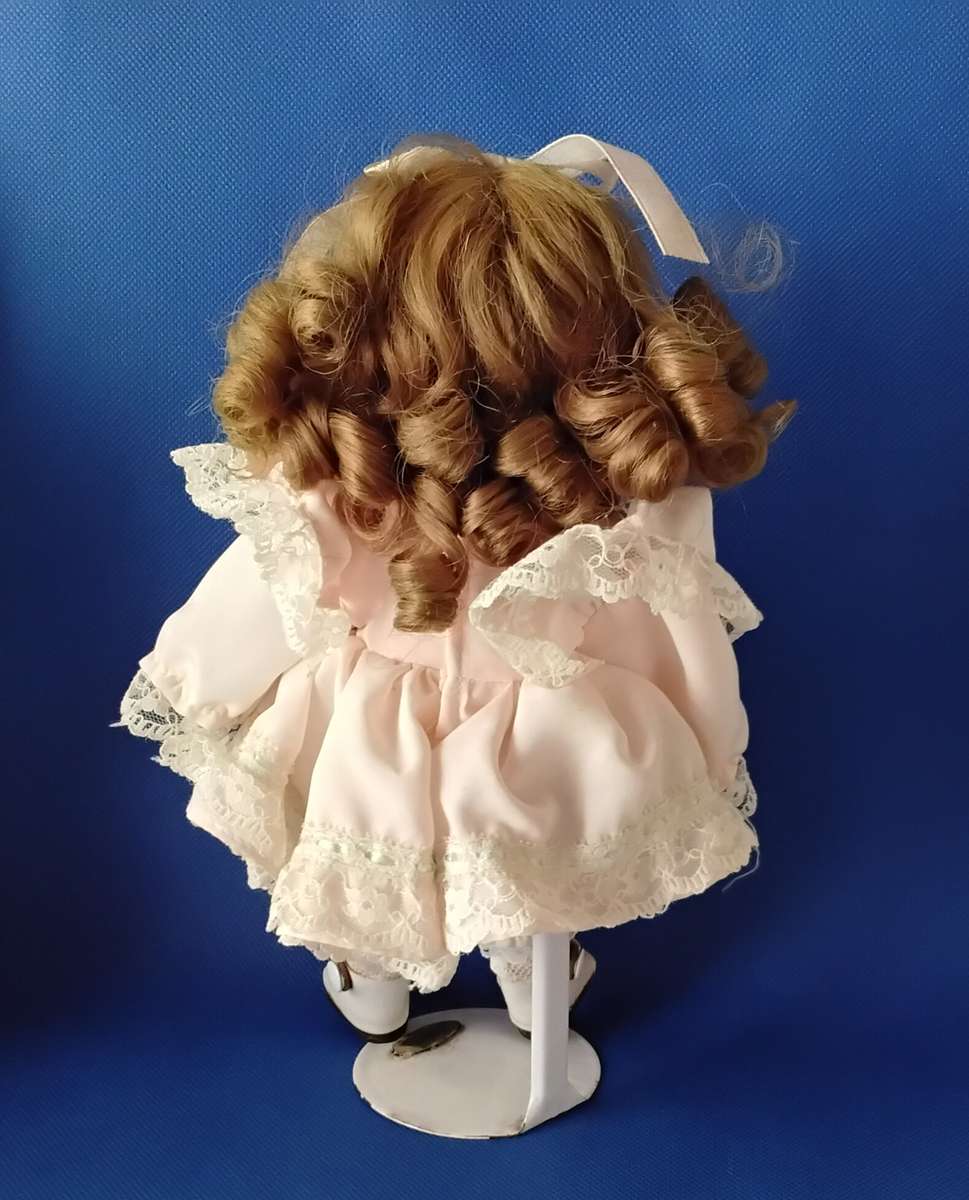 Small Vintage Porcelain Doll on Stand -Angela