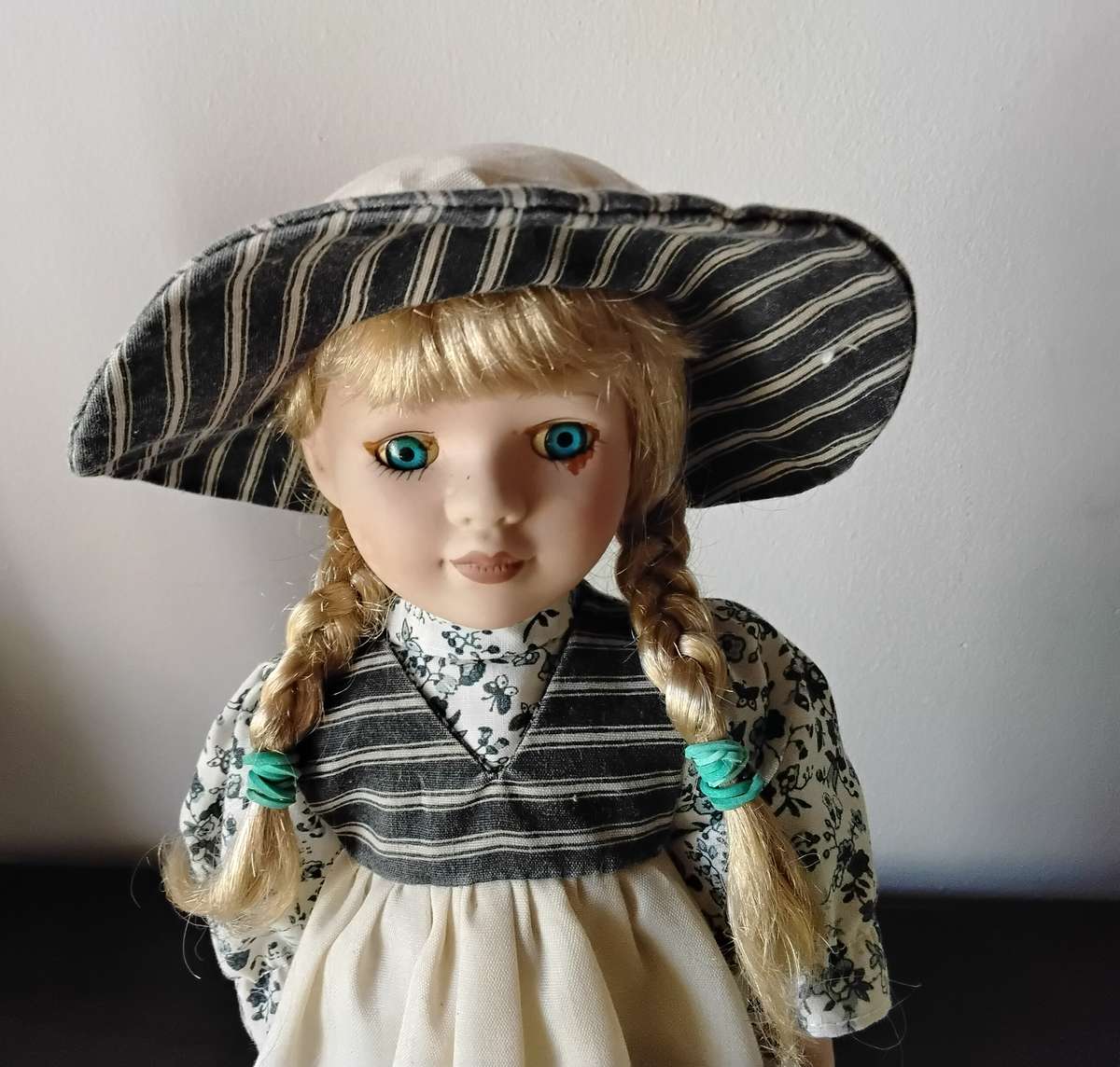 Pair of Vintage Porcelain Dolls on Stands