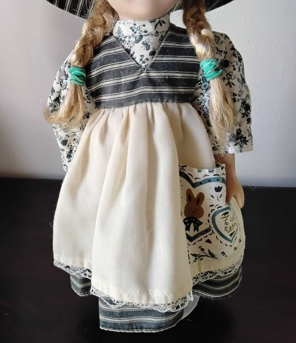 Pair of Vintage Porcelain Dolls on Stands