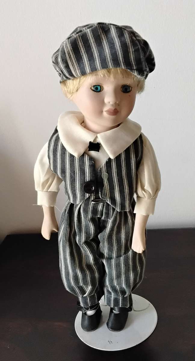 Pair of Vintage Porcelain Dolls on Stands