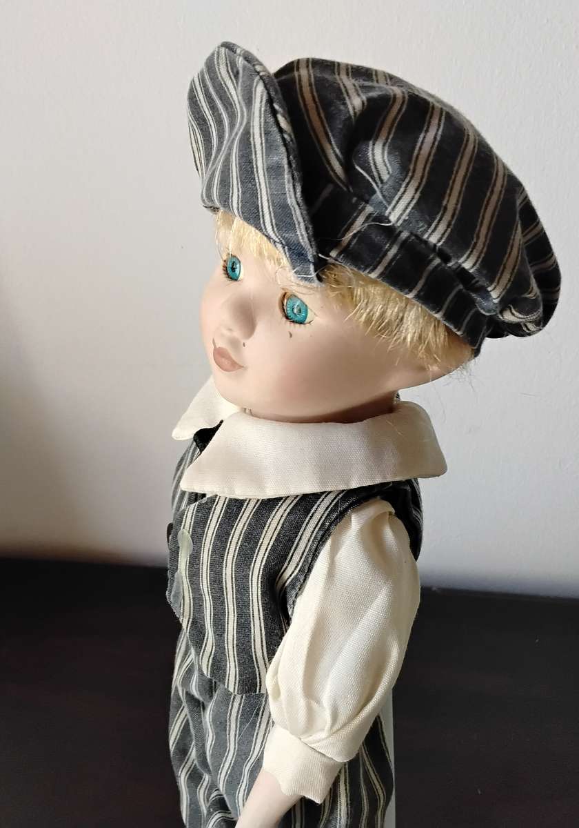 Pair of Vintage Porcelain Dolls on Stands