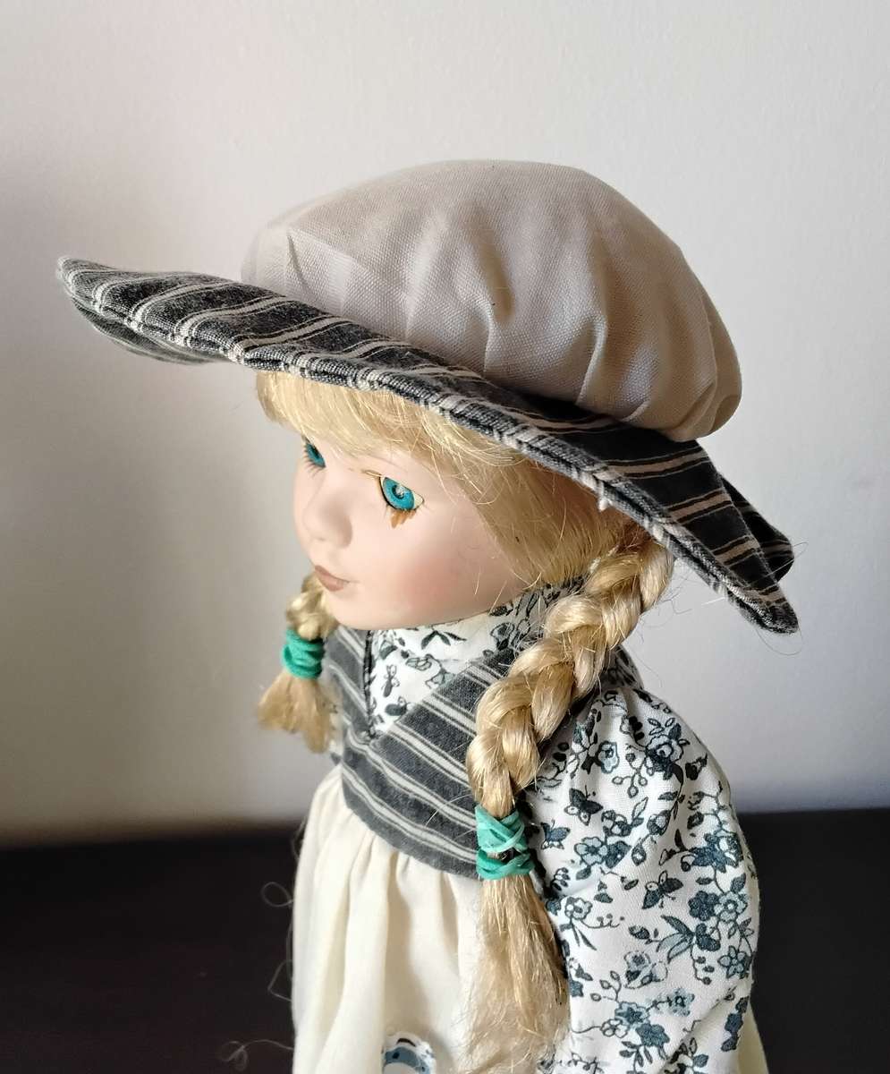 Pair of Vintage Porcelain Dolls on Stands