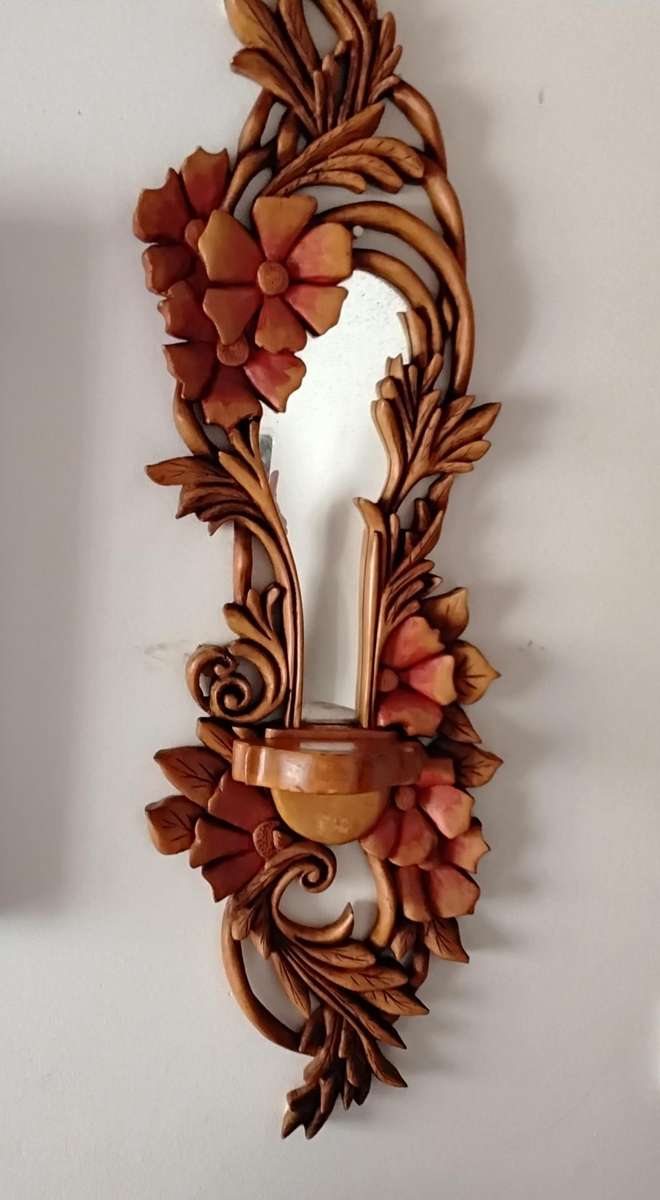 Hand carved Mirrored Fretwork Wall Sconce
