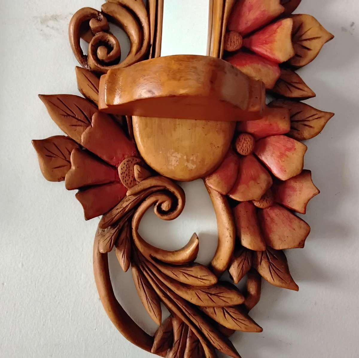 Hand carved Mirrored Fretwork Wall Sconce