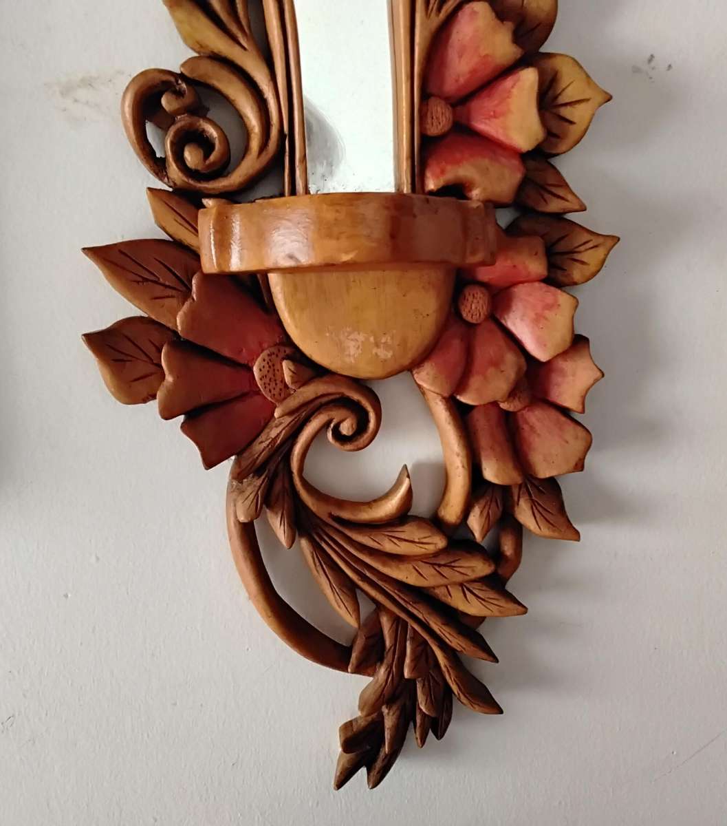 Hand carved Mirrored Fretwork Wall Sconce
