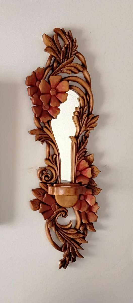 Hand carved Mirrored Fretwork Wall Sconce