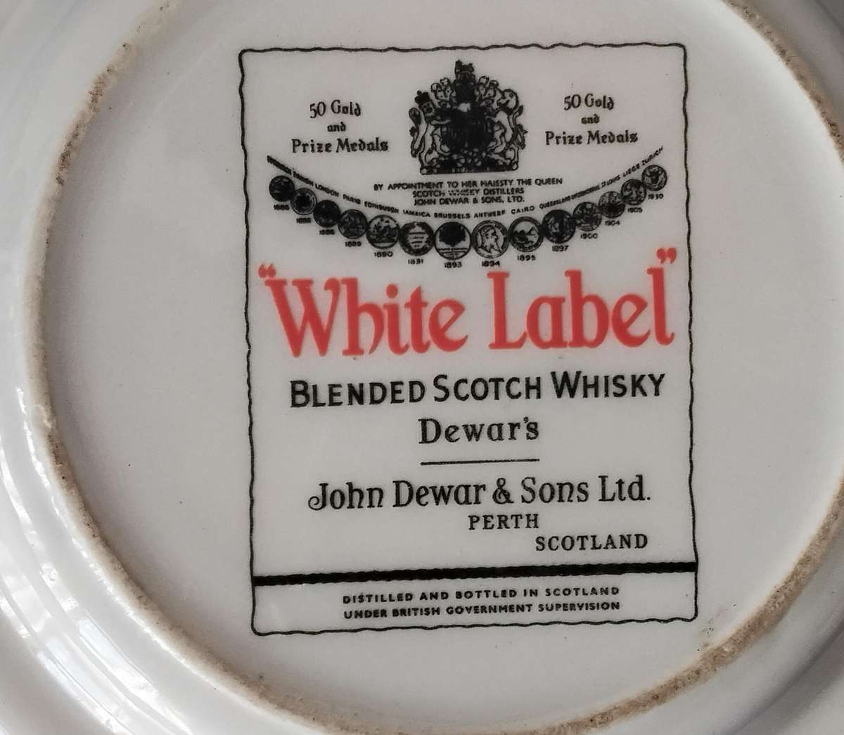 Rare Porcelain Coasters - John Dewar White Horse Whisky