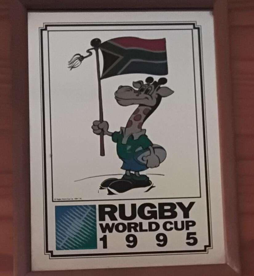 Framed Bar Mirror Commemorating the 1995 Rugby World Cup