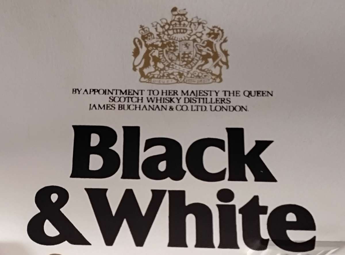 Vintage Framed Black and White Whisky Bar Mirror