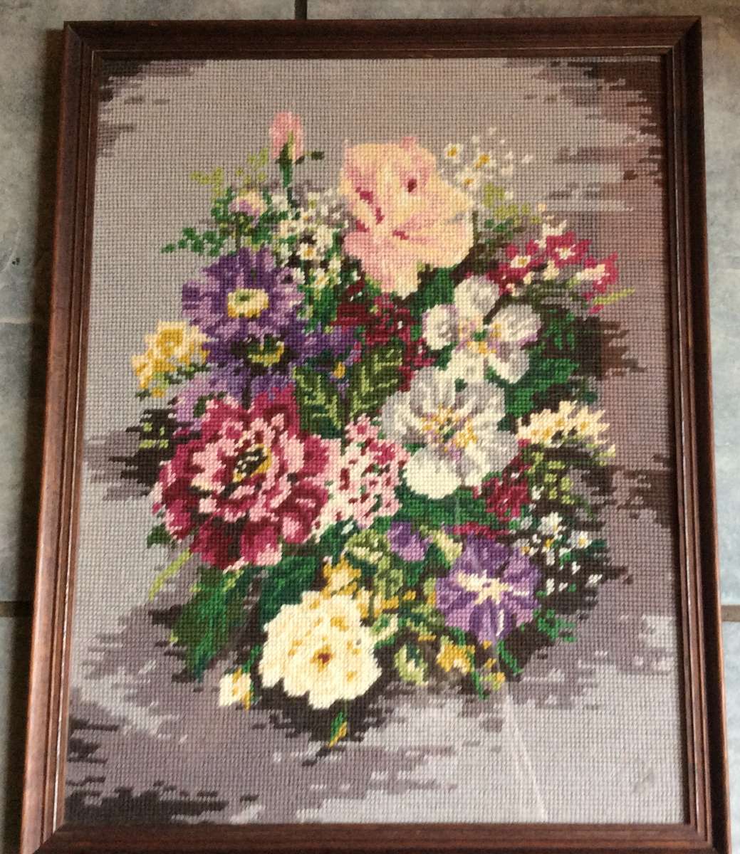 Vintage Tapestry framed behind Glass