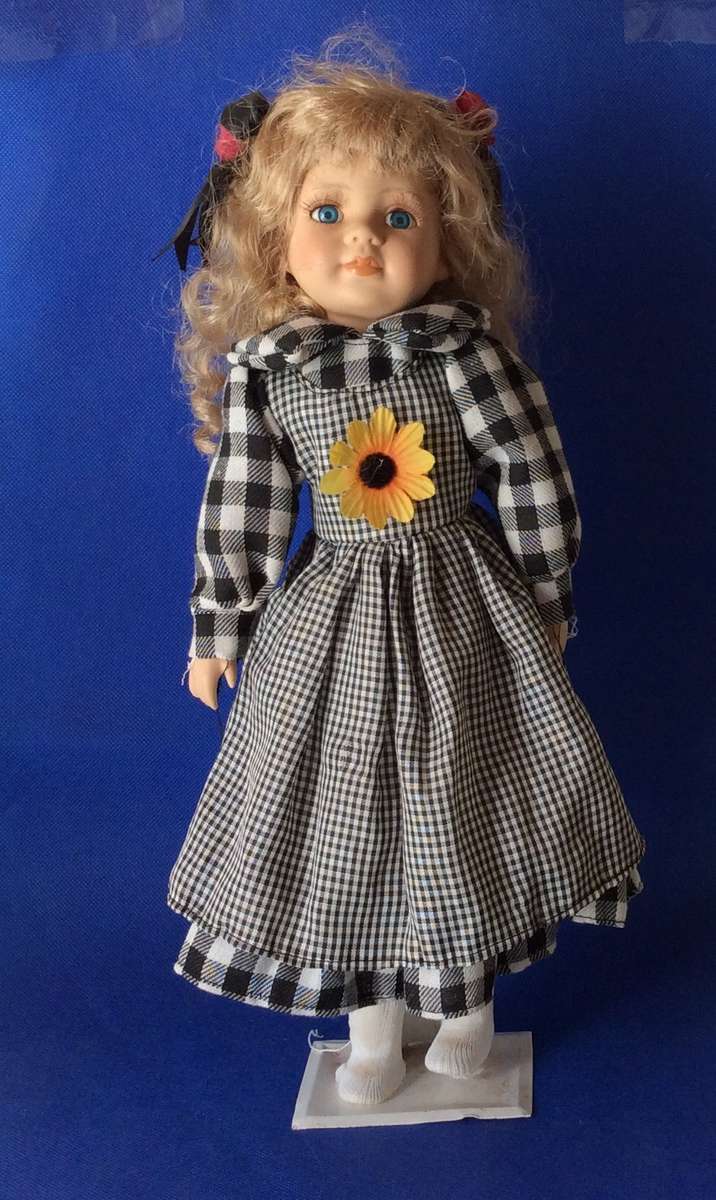 Porcelain Display Doll on Stand