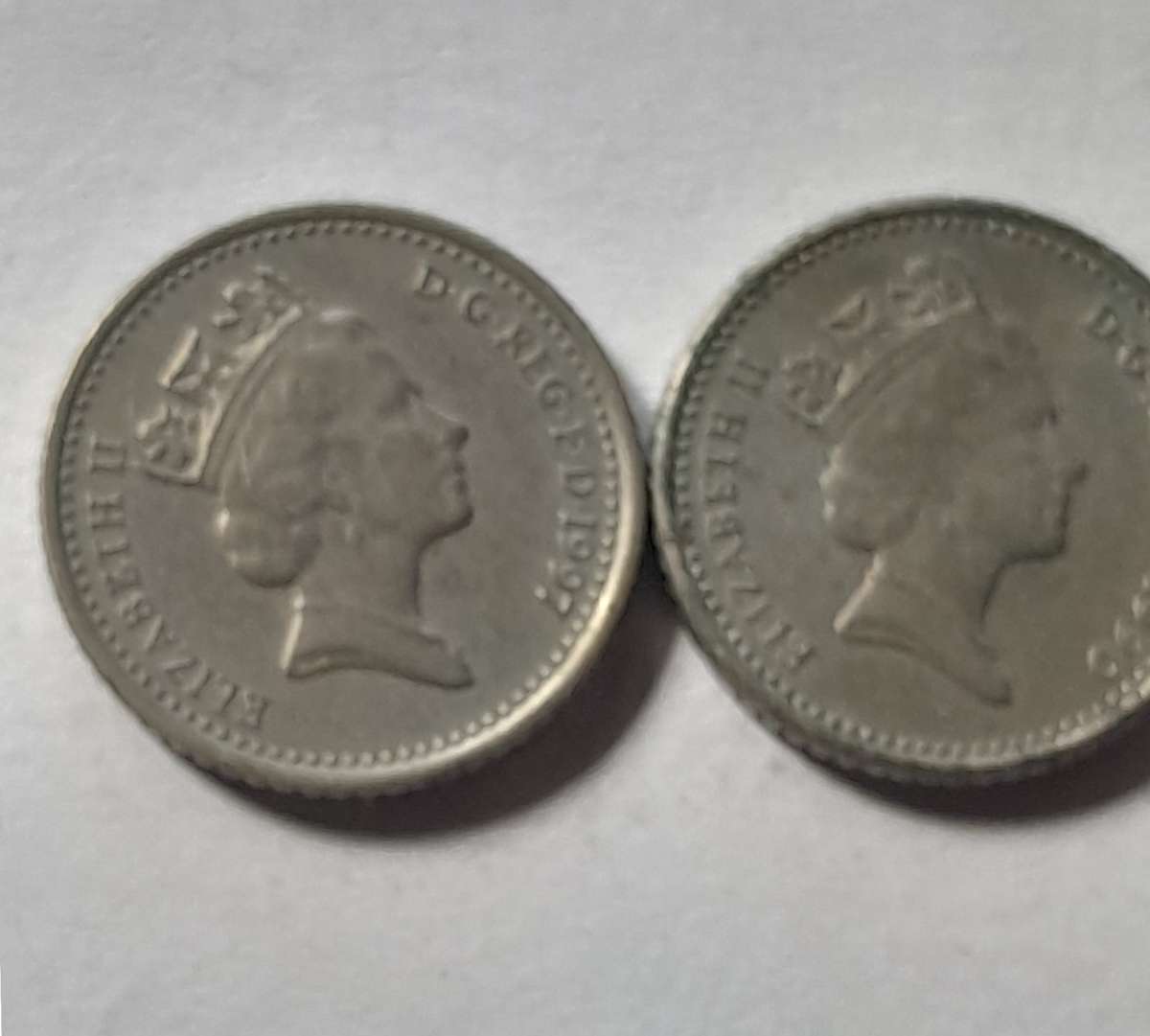 2 x British 5 Pence Coins- 1990 & 1997