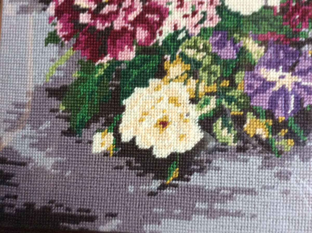 Vintage Tapestry framed behind Glass