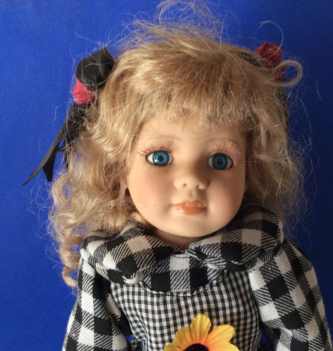 Porcelain Display Doll on Stand