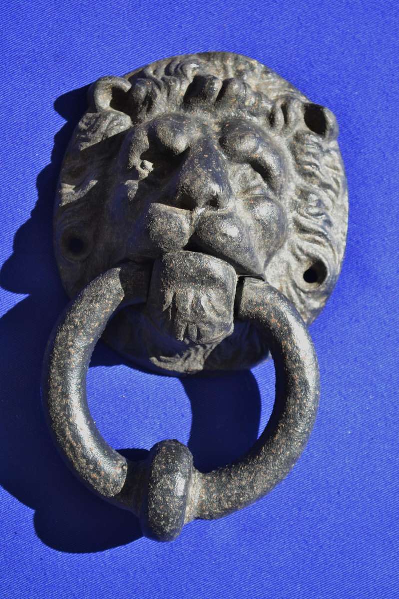 Antique Metal  Lion Head Door Knocker