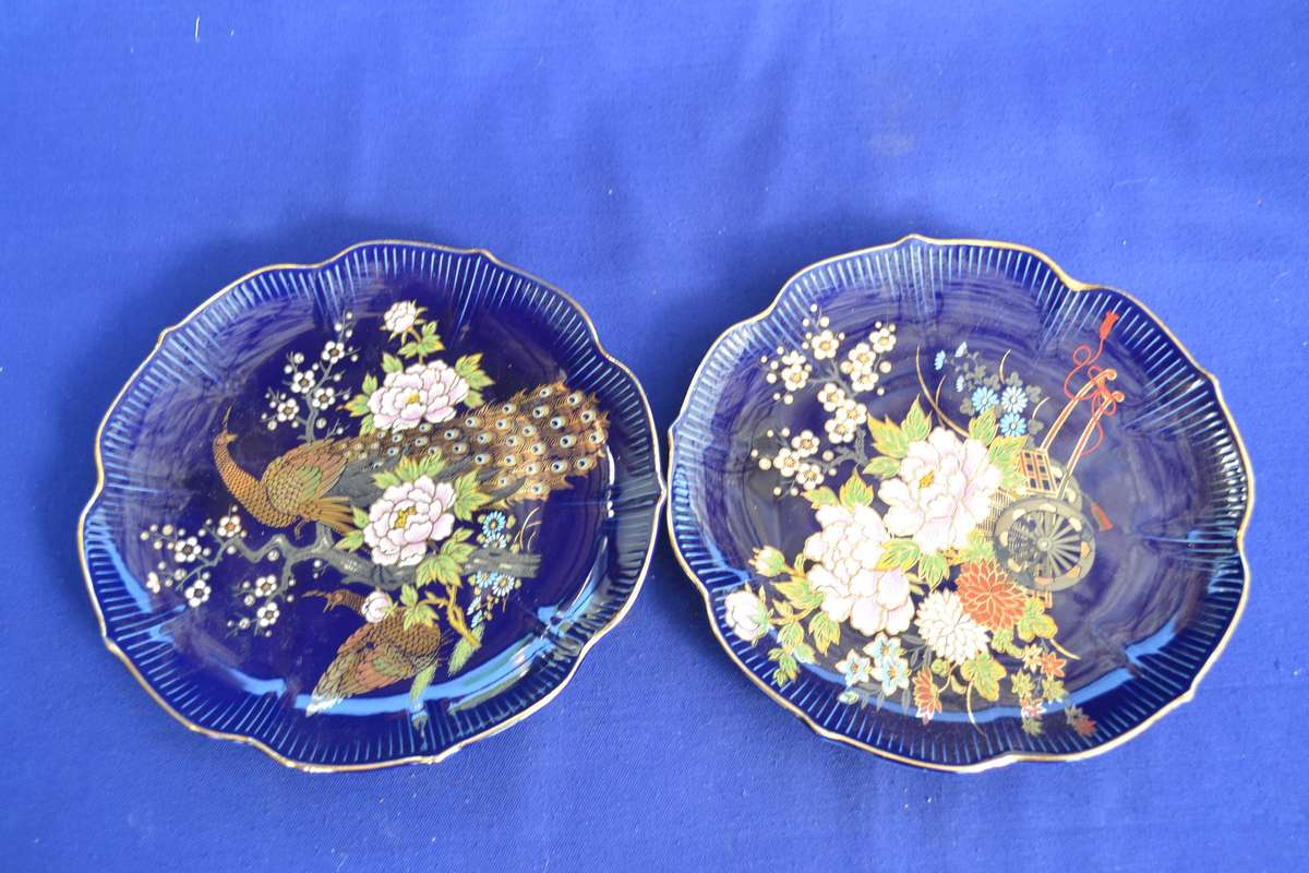 Kutani Japanese Cobolt Blue Decorative Plates