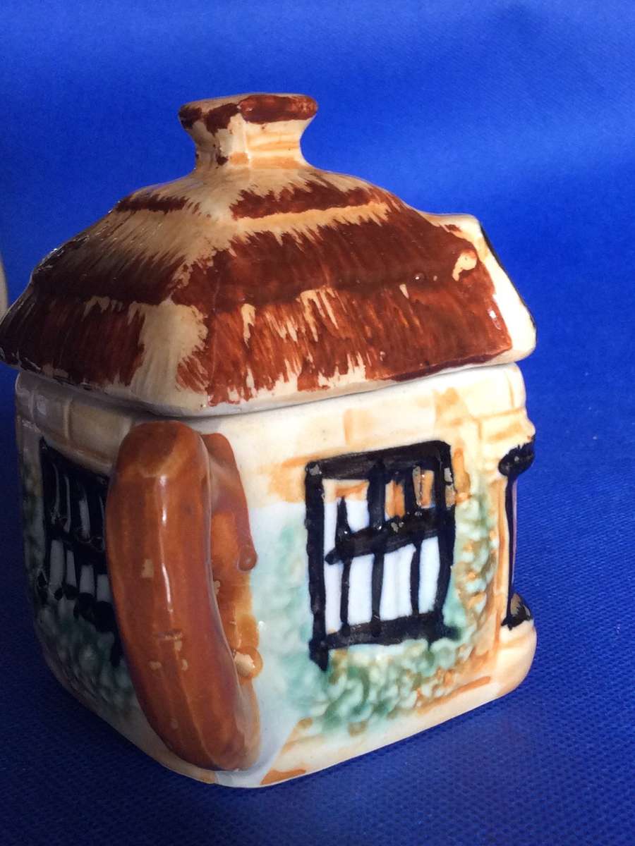vintage Ceramic 3 Piece Thatched Cottage Tea Set